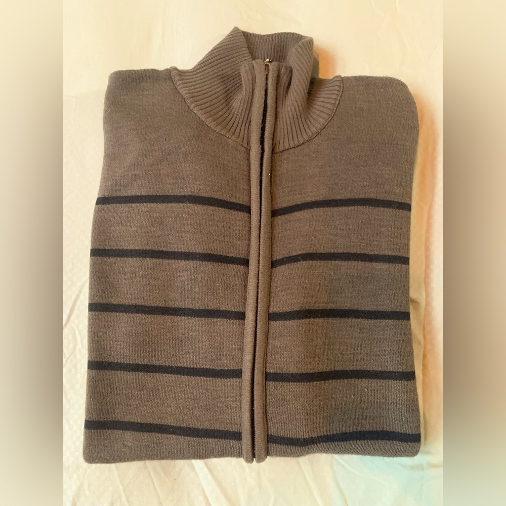 Men Dark Brown Cardigan Heavy Wool Full Zip XXL